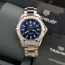 Load image into Gallery viewer, Tag Heuer Aquaracer Quartz Diamonds Blue Dial Silver Steel Strap Watch for Women - WAY131N.BA0748