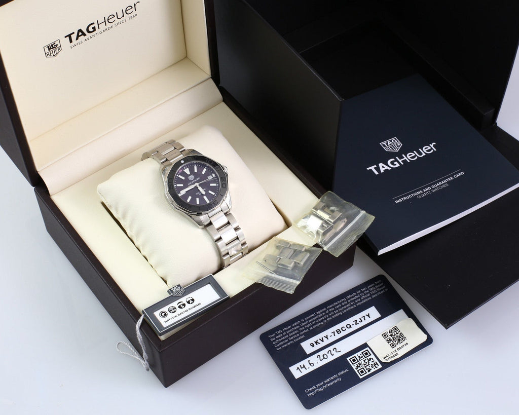 Tag Heuer Aquaracer Quartz Black Dial Silver Steel Strap Watch for Women - WAY131K.BA0748