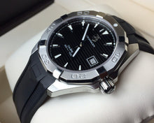 Load image into Gallery viewer, Tag Heuer Aquaracer Automatic Caliber 5 Black Dial Black Rubber Strap Watch for Men - WAY2110.FT8021