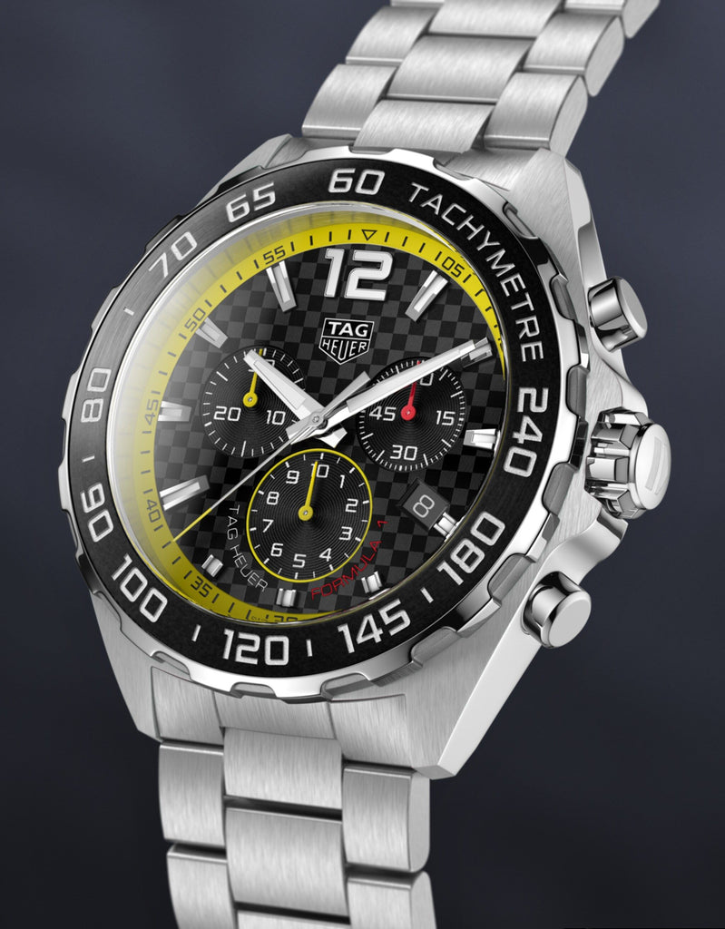 Tag Heuer Formula 1 Chronograph Black Dial Silver Steel Strap Watch for Men- CAZ101AC.BA0842