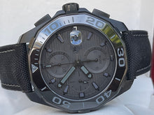Load image into Gallery viewer, Tag Heuer Aquaracer Automatic Chronograph Special Edition Titanium Grey Dial Black Leather Strap Watch for Men - CAY218B.FC6370