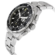 Load image into Gallery viewer, Tag Heuer Aquaracer Calibre 16 Day-Date Black Dial Silver Steel Strap Watch for Men - CAY211A.BA0927
