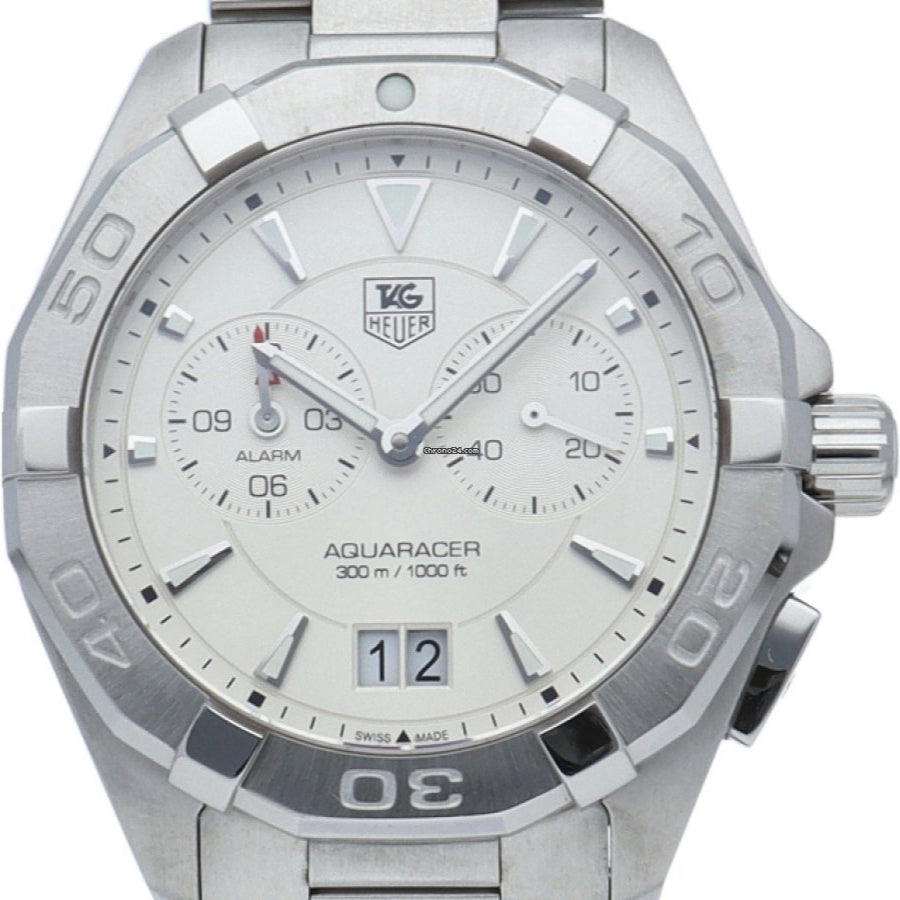 Tag Heuer Aquaracer Chronograph White Dial Silver Steel Strap Watch for Men - WAY111Y.BA0928