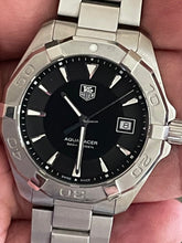 Load image into Gallery viewer, Tag Heuer Aquaracer Quartz Black Dial Silver Steel Strap Watch for Men - WAY1110.BA0928