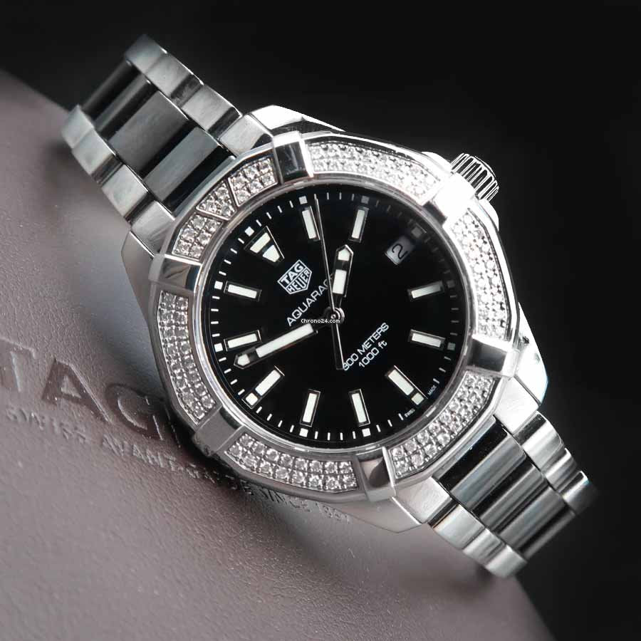 Tag Heuer Aquaracer Quartz Diamonds Black Dial Two Tone Steel Strap Watch for Men - WAY131E.BA0913