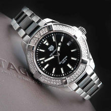 Load image into Gallery viewer, Tag Heuer Aquaracer Quartz Diamonds Black Dial Two Tone Steel Strap Watch for Men - WAY131E.BA0913