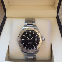 Load image into Gallery viewer, Tag Heuer Aquaracer Quartz Black Dial Silver Steel Strap Watch for Men - WAY1110.BA0928