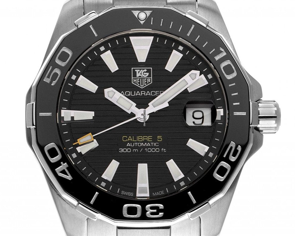 Tag Heuer Aquaracer Automatic Black Dial Silver Steel Strap Watch for Men - WAY211A.BA0928