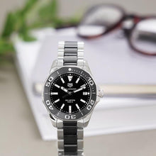 Load image into Gallery viewer, Tag Heuer Aquaracer Quartz Black Dial Two Tone Steel Strap Watch for Men - WAY131A.BA0913