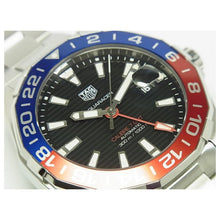 Load image into Gallery viewer, Tag Heuer Aquaracer GMT Caliber 7 Pepsi Black Dial Silver Steel Strap Watch for Men - WAY201F.BA0927