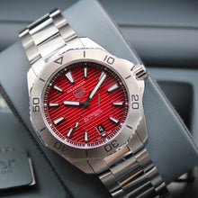 Load image into Gallery viewer, Tag Heuer Aquaracer Professional 200 Automatic Red Dial Silver Steel Strap Watch for Men - WBP2114.BA0627