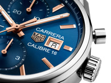 Load image into Gallery viewer, Tag Heuer Carrera Automatic Chronograph Blue Dial Silver Steel Strap Watch for Men - CBK2115.BA0715