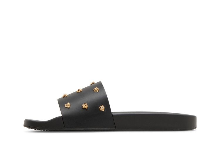 Versace Medusa Head Slides Black Gold