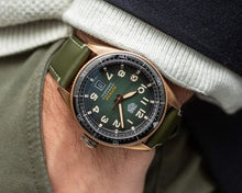 Load image into Gallery viewer, Tag Heuer Autavia Calibre 5 Automatic Olive Green Dial Green Leather Strap Watch for Men - WBE5190.FC8268