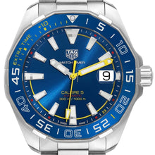 Load image into Gallery viewer, Tag Heuer Aquaracer Caliber 5 Match Timer Shinji Kagawa Edition Blue Dial Silver Steel Strap Watch for Men - WAY201H.BA0927