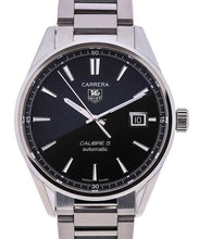 Load image into Gallery viewer, Tag Heuer Carrera Automatic Black Dial Silver Steel Strap Watch for Men - WAR211A.BA0782