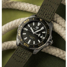 Load image into Gallery viewer, Tag Heuer Aquaracer Black Dial Khakhi Green NATO Strap Watch for Men - WAY101E.FC8222