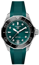 Load image into Gallery viewer, Tag Heuer Aquaracer Professional 300 Automatic Diamonds Green Dial Green Rubber Strap Watch for Women - WBP231G.FT6226