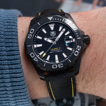 Load image into Gallery viewer, Tag Heuer Aquaracer Calibre 5 Automatic Black Dial Black Nylon Strap Watch for Men - WAY218A.FC6362