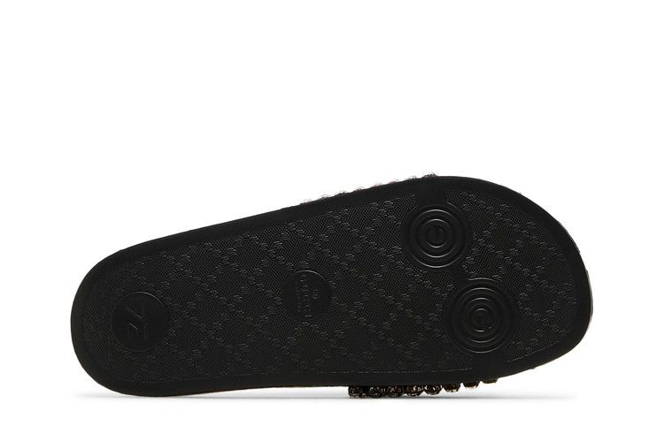 Gucci Crystal-Embellished Web Slide Black Blue Red (Women's)