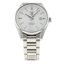 Load image into Gallery viewer, Tag Heuer Carrera Automatic Caliber 5 White Dial Silver Steel Strap Watch for Men - WAR211B.BA0782