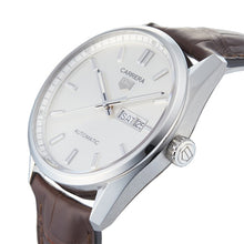 Load image into Gallery viewer, Tag Heuer Carrera Day Date Silver Dial Brown Leather Strap Watch for Men - WBN2011.FC6484