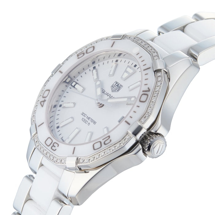 Tag Heuer Aquaracer Diamonds White Dial Two Tone Steel Strap Watch for Women - WAY131H.BA0914