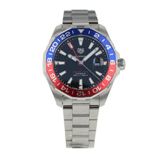 Load image into Gallery viewer, Tag Heuer Aquaracer GMT Caliber 7 Pepsi Black Dial Silver Steel Strap Watch for Men - WAY201F.BA0927