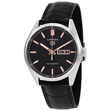 Load image into Gallery viewer, Tag Heuer Carrera Day Date Black Dial Black Leather Strap Watch for Men - WBN2013.FC6503
