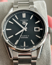 Load image into Gallery viewer, Tag Heuer Carrera Automatic Black Dial Silver Steel Strap Watch for Men - WAR211A.BA0782