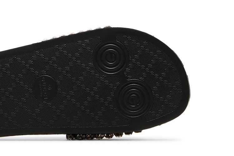 Gucci Crystal-Embellished Web Slide Black Blue Red (Women's)