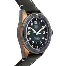 Load image into Gallery viewer, Tag Heuer Autavia Calibre 5 Automatic Olive Green Dial Green Leather Strap Watch for Men - WBE5190.FC8268