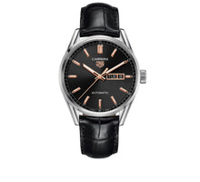 Load image into Gallery viewer, Tag Heuer Carrera Day Date Black Dial Black Leather Strap Watch for Men - WBN2013.FC6503
