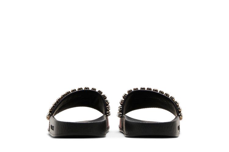 Gucci Crystal-Embellished Web Slide Black Blue Red (Women's)