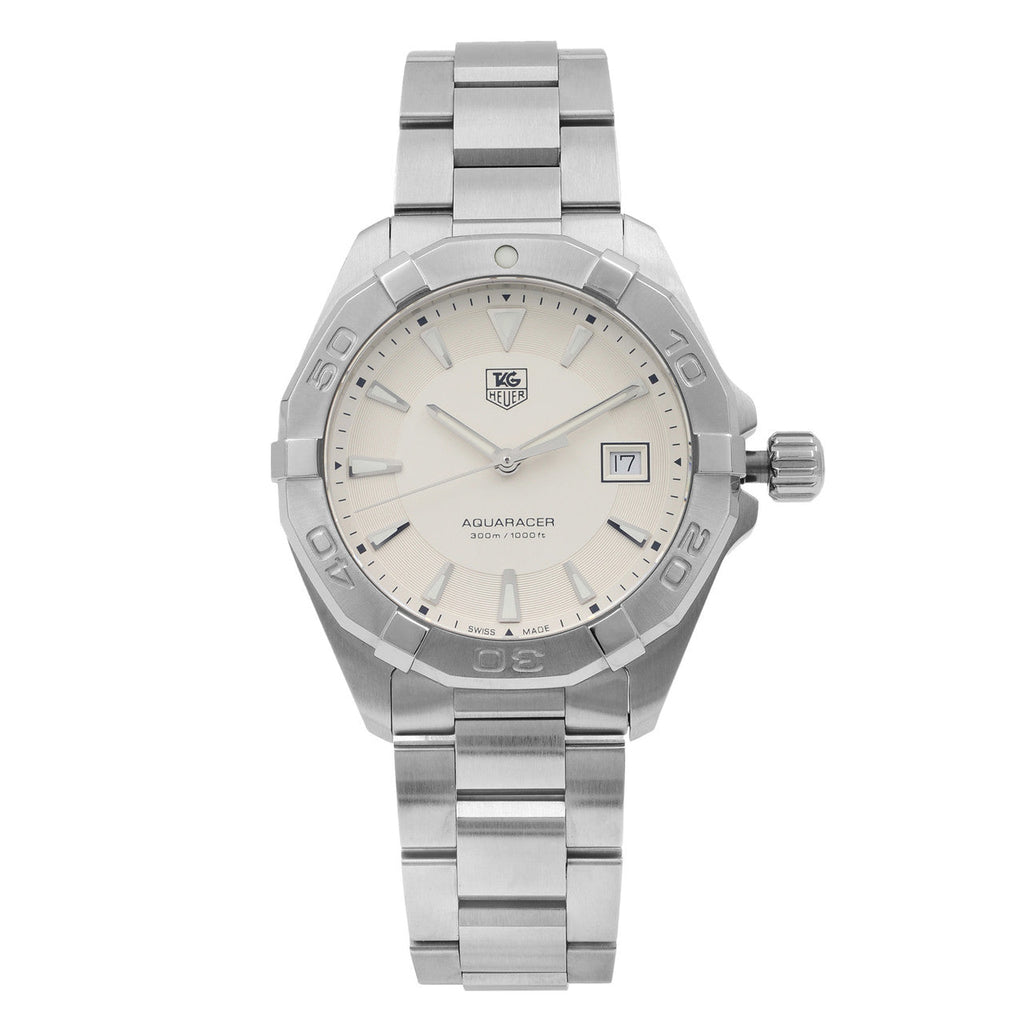 Tag Heuer Aquaracer Quartz White Dial Silver Steel Strap Watch for Men - WAY1111.BA0928