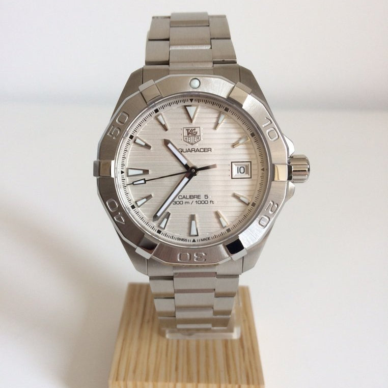 Tag Heuer Aquaracer Automatic White Dial Silver Steel Strap Watch for Men - WAY2111.BA0928