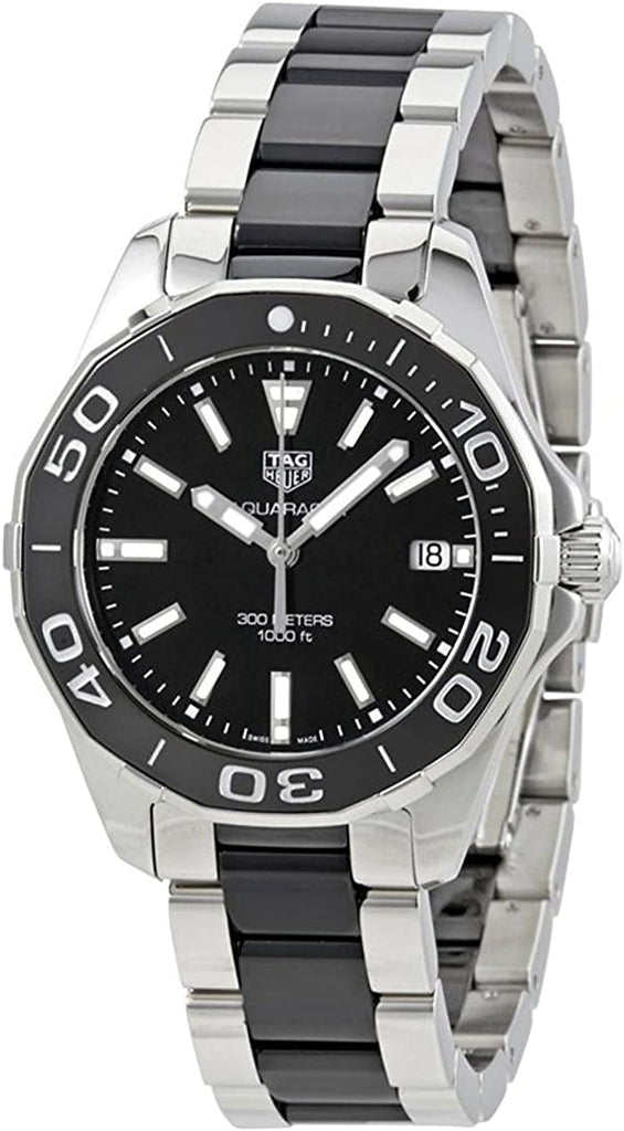 Tag Heuer Aquaracer Quartz Black Dial Two Tone Steel Strap Watch for Men - WAY131A.BA0913