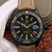 Load image into Gallery viewer, Tag Heuer Aquaracer 300 Calibre 5 Automatic Black Dial Brown Nylon Strap Watch for Men - WAY208C.FC6383