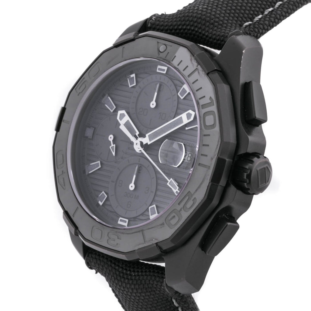 Tag Heuer Aquaracer Automatic Chronograph Special Edition Titanium Grey Dial Black Leather Strap Watch for Men - CAY218B.FC6370
