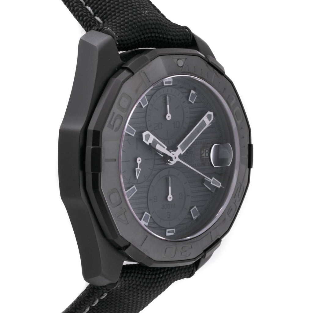 Tag Heuer Aquaracer Automatic Chronograph Special Edition Titanium Grey Dial Black Leather Strap Watch for Men - CAY218B.FC6370