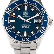 Load image into Gallery viewer, Tag Heuer Aquaracer Caliber 5 Automatic Blue Dial Silver Steel Strap Watch for Men - WAN2111.BA0822