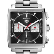 Load image into Gallery viewer, Tag Heuer Monaco Automatic Chronograph Black Dial Silver Steel Strap Watch for Men - CBL2113.BA0644