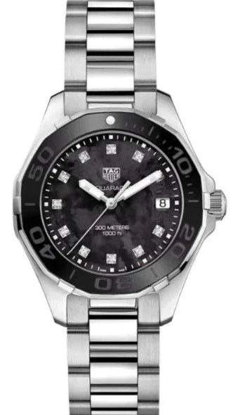 Tag Heuer Aquaracer Quartz Black Dial Silver Steel Strap Watch for Women - WAY131M.BA0748