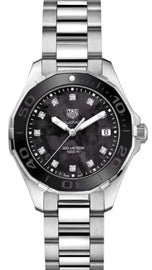 Tag Heuer Aquaracer Quartz Black Dial Silver Steel Strap Watch for Women - WAY131M.BA0748