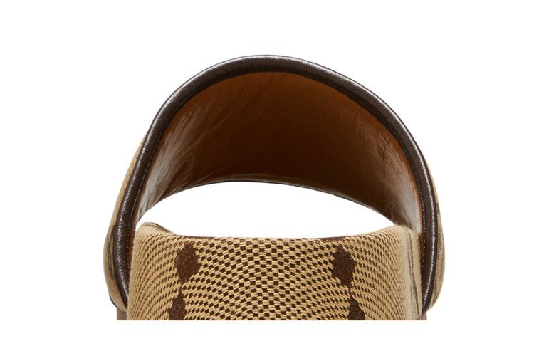 Gucci maxi GG Canvas Slides Camel Ebony