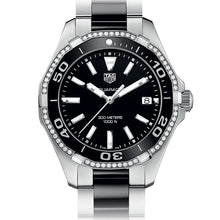 Load image into Gallery viewer, Tag Heuer Aquaracer Quartz Diamonds Black Dial Two Tone Steel Strap Watch for Women - WAY131G.BA0913