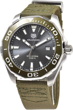 Load image into Gallery viewer, Tag Heuer Aquaracer Black Dial Khakhi Green NATO Strap Watch for Men - WAY101E.FC8222