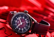 Load image into Gallery viewer, Tag Heuer Autavia Calibre 5 Chinese New Year Maroon Dial Maroon Leather Strap Watch for Men - WBE5193.FC8300