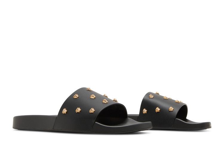 Versace Medusa Head Slides Black Gold