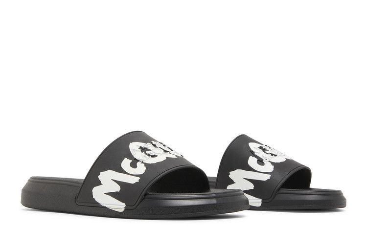 Alexander McQueen Grafitti Logo Slide Black White